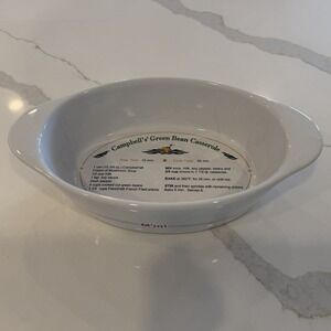 Campbell's Green Bean Casserole Recipe Dish 2008 Large Handles 1.5 Qt Oval